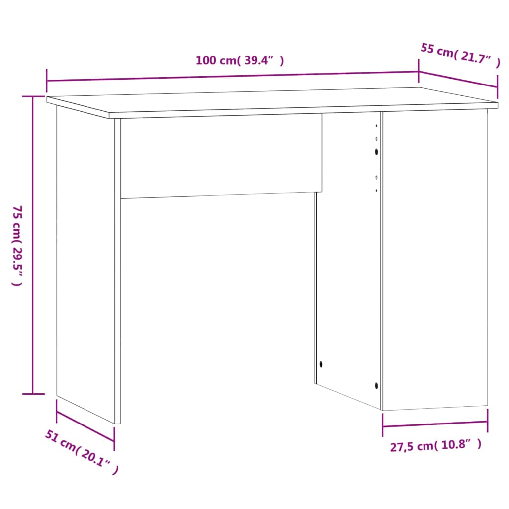 Betonszürke szerelt fa íróasztal 100 x 55 x 75 cm