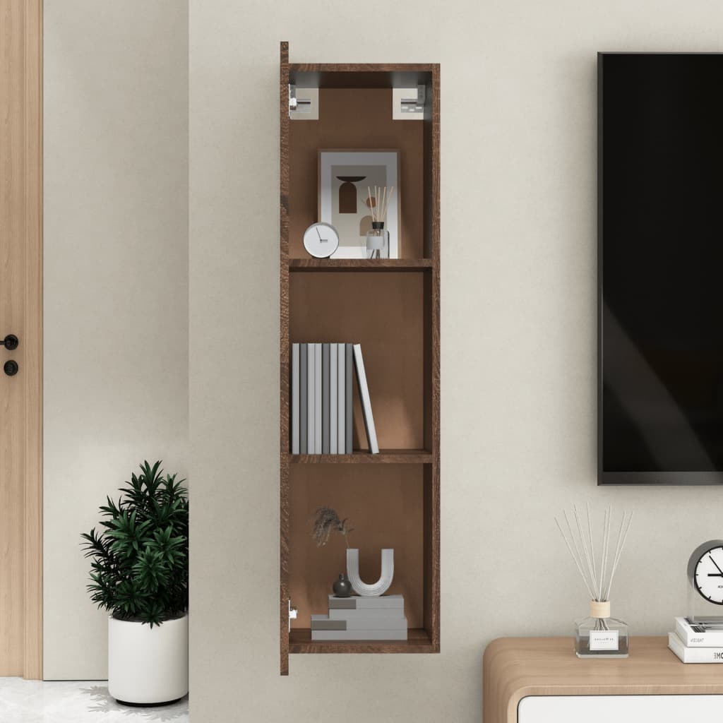 Barna tölgy falra szerelhető tv-szekrény 30,5x30x110 cm Barna tölgy falra szerelhető tv-szekrény 30,5x30x110 cm