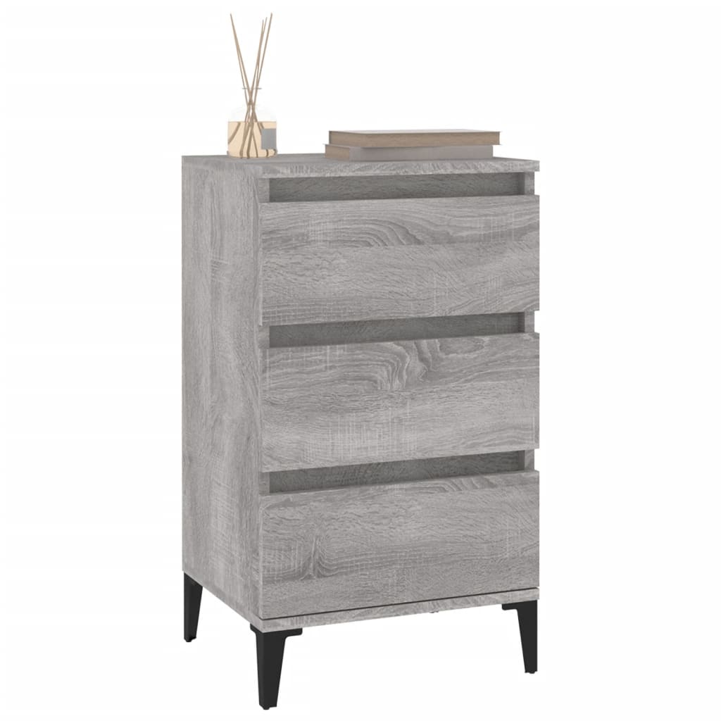 Szürke sonoma színű szerelt fa éjjeliszekrény 40x35x70 cm