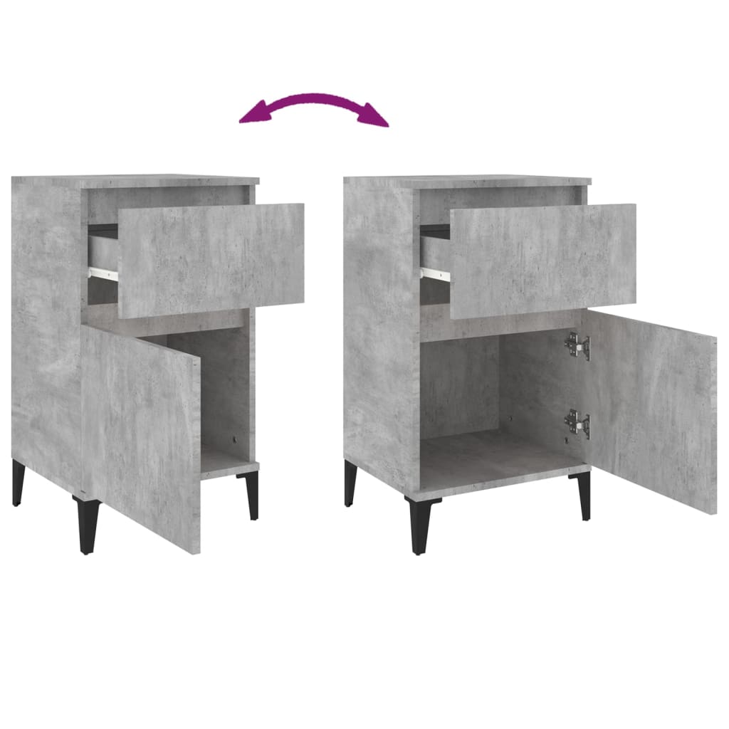 2 db betonszürke éjjeliszekrény 40 x 35 x 70 cm