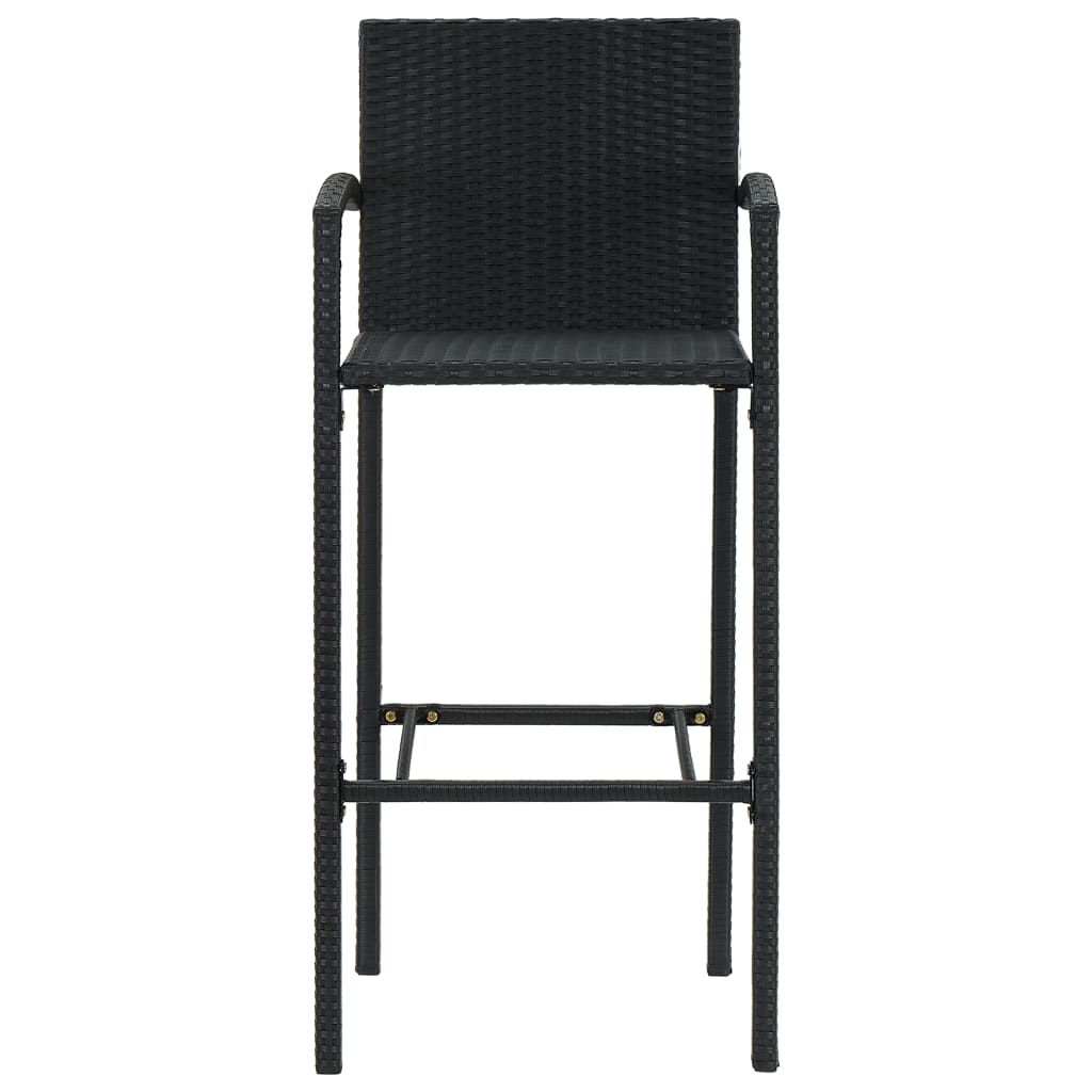 2 db fekete polyrattan bárszék