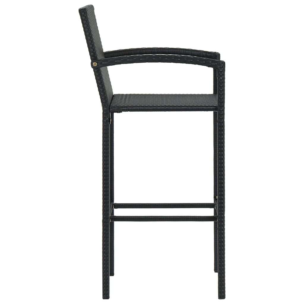 2 db fekete polyrattan bárszék