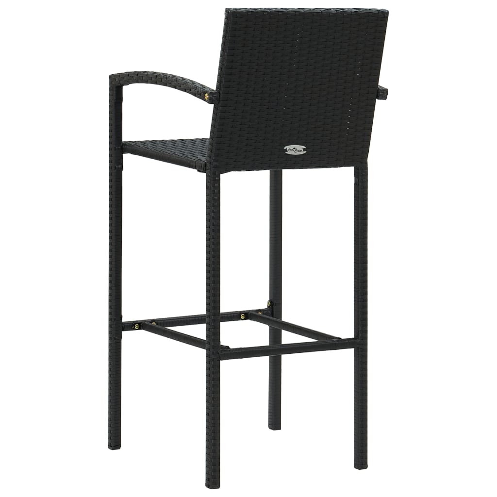 2 db fekete polyrattan bárszék