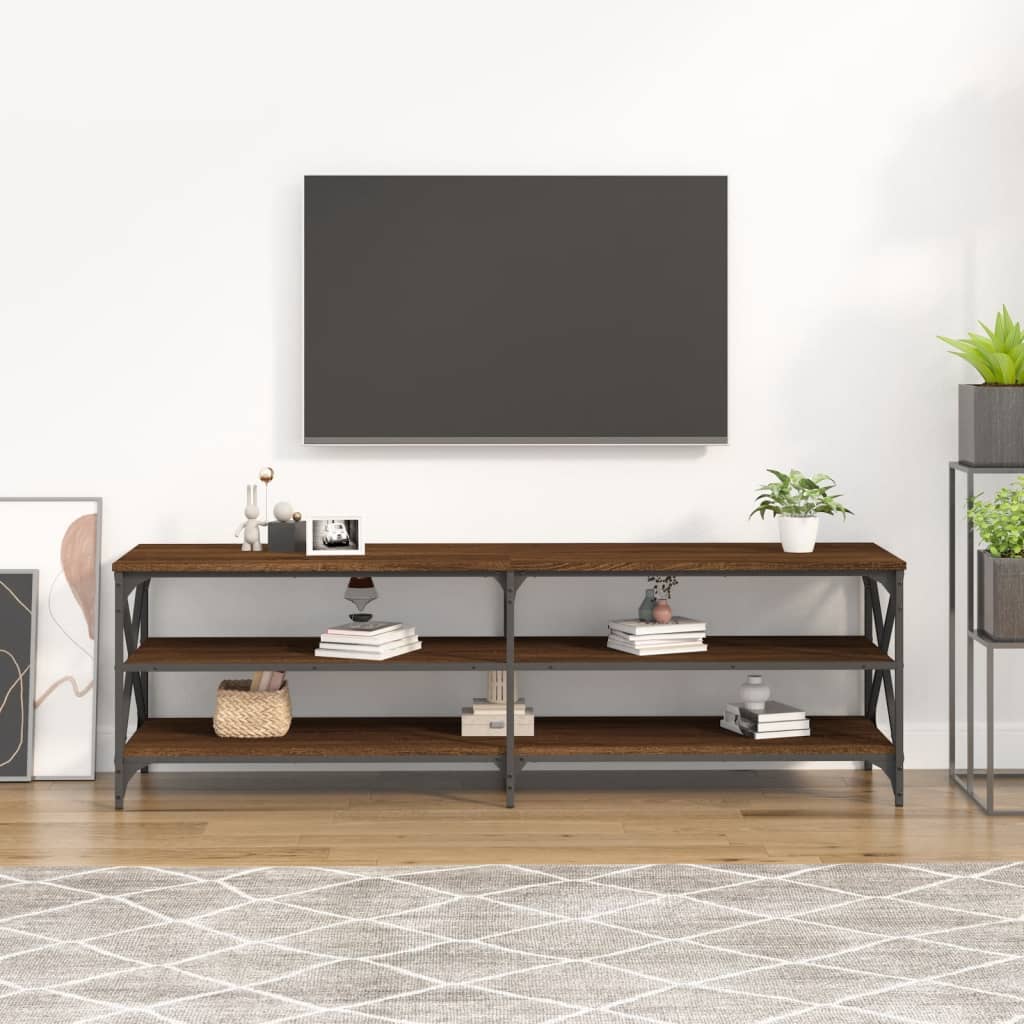 Barna tölgy színű szerelt fa tv-szekrény 160 x 40 x 50 cm Barna tölgy színű szerelt fa tv-szekrény 160 x 40 x 50 cm