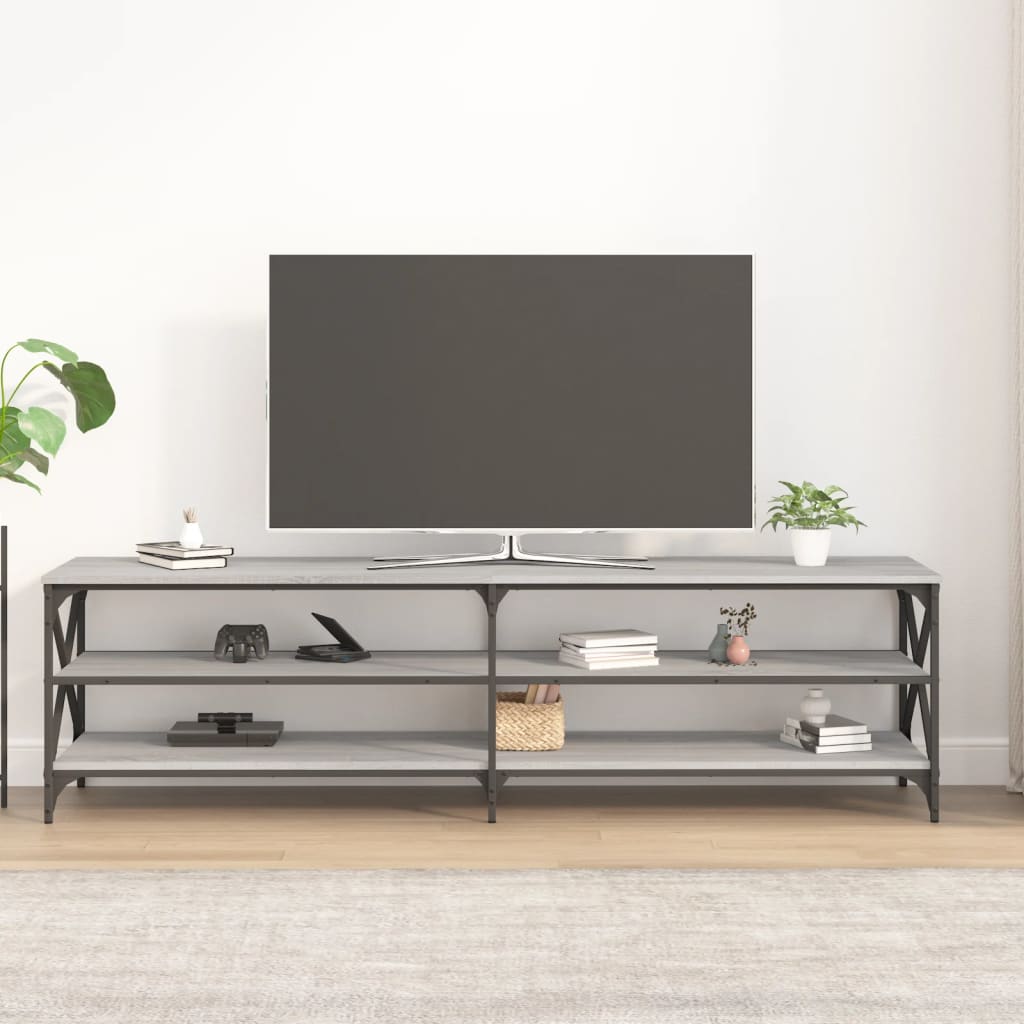 Szürke sonoma színű szerelt fa tv-szekrény 180 x 40 x 50 cm Szürke sonoma színű szerelt fa tv-szekrény 180 x 40 x 50 cm