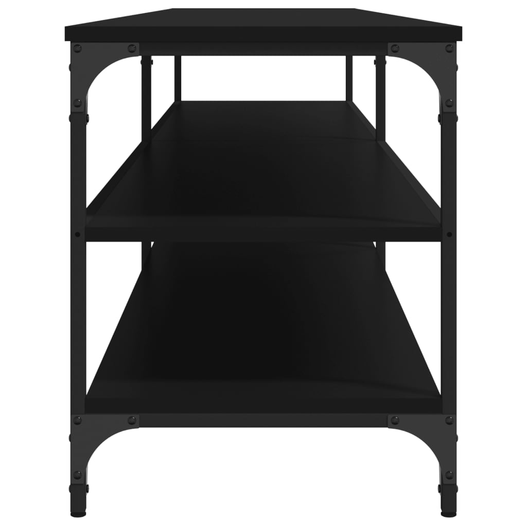 Fekete szerelt fa és fém tv-szekrény 200x30x50 cm Fekete szerelt fa és fém tv-szekrény 200x30x50 cm