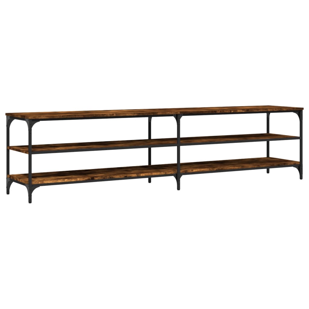 Füstös tölgyszínű szerelt fa és fém tv-szekrény 200x30x50 cm Füstös tölgyszínű szerelt fa és fém tv-szekrény 200x30x50 cm