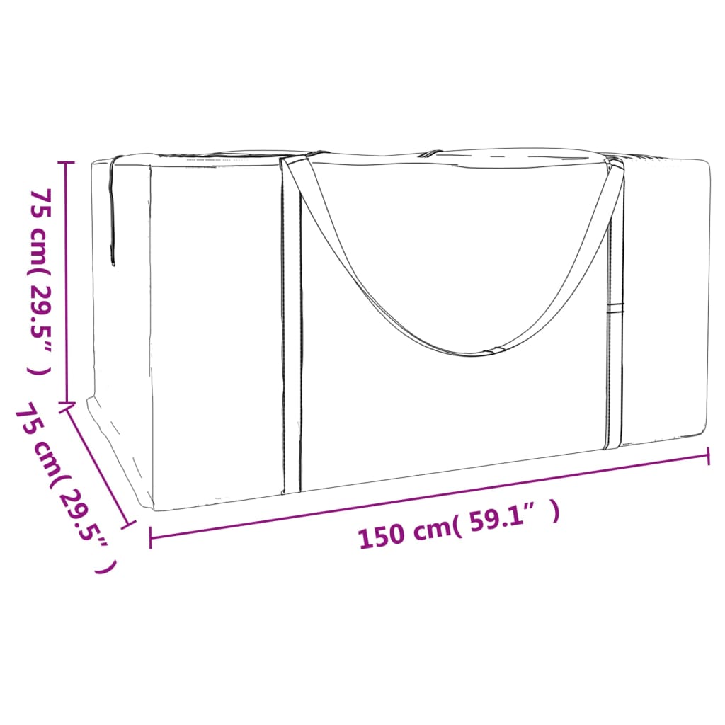 2 db fekete polietilén kerti párnatároló zsák 150 x 75 x 75 cm