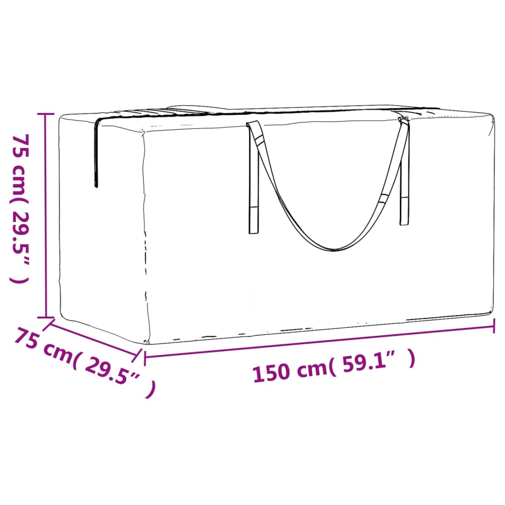 2 db fekete polietilén kerti párnatároló zsák 150 x 75 x 75 cm