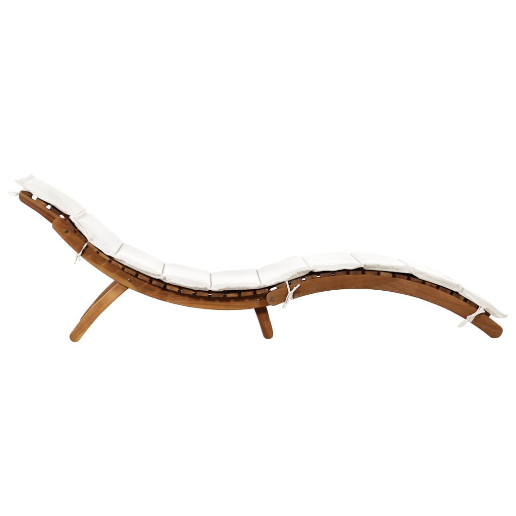 2 db krémfehér tömör akácfa napozóágy párnával