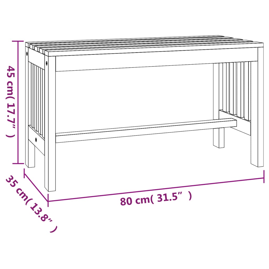 Tömör eukaliptuszfa kerti pad 80 cm