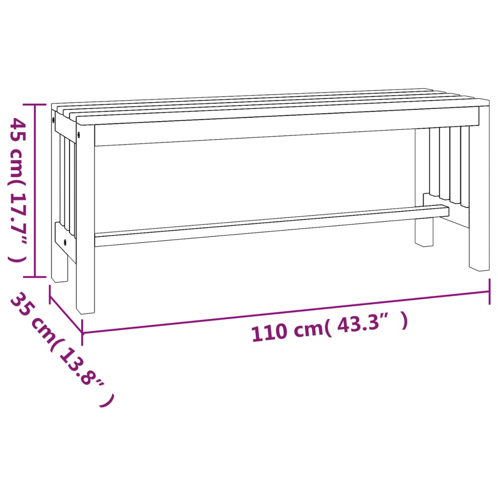 Tömör eukaliptuszfa kerti pad 110 cm