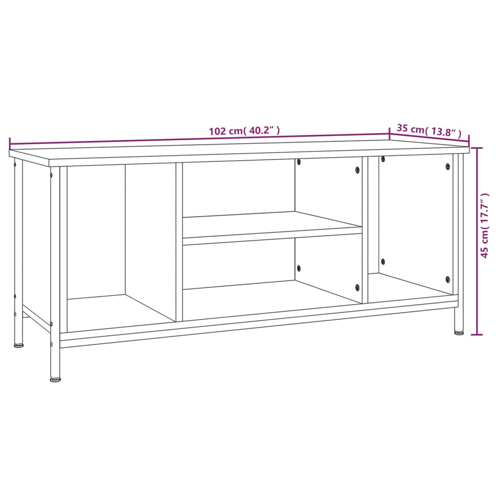 Füstös tölgyszínű szerelt fa tv-szekrény 102 x 35 x 45 cm Füstös tölgyszínű szerelt fa tv-szekrény 102 x 35 x 45 cm
