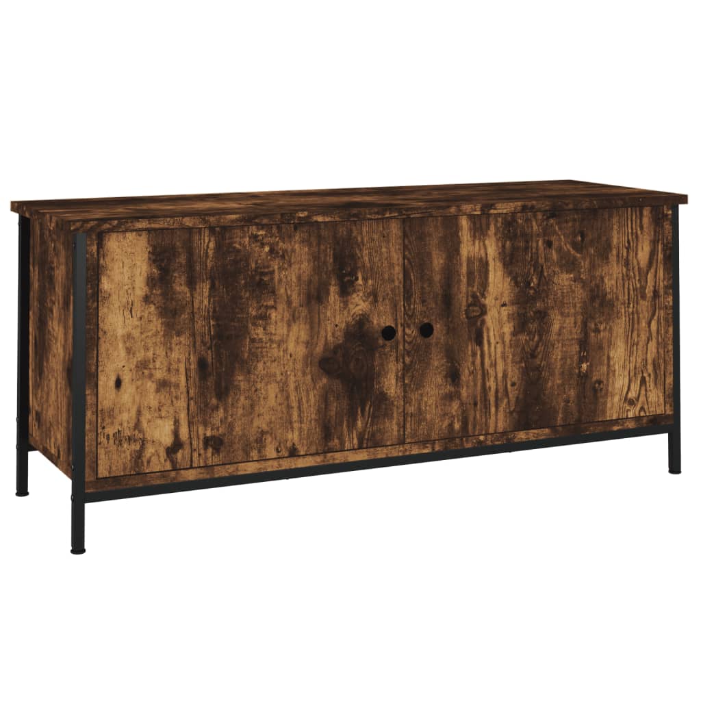 Füstös tölgyszínű szerelt fa tv-szekrény ajtókkal 102x35x45 cm