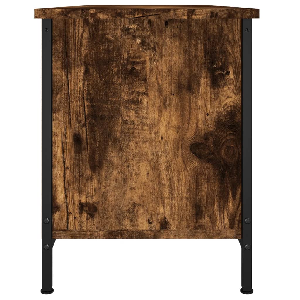 Füstös tölgyszínű szerelt fa tv-szekrény ajtókkal 102x35x45 cm