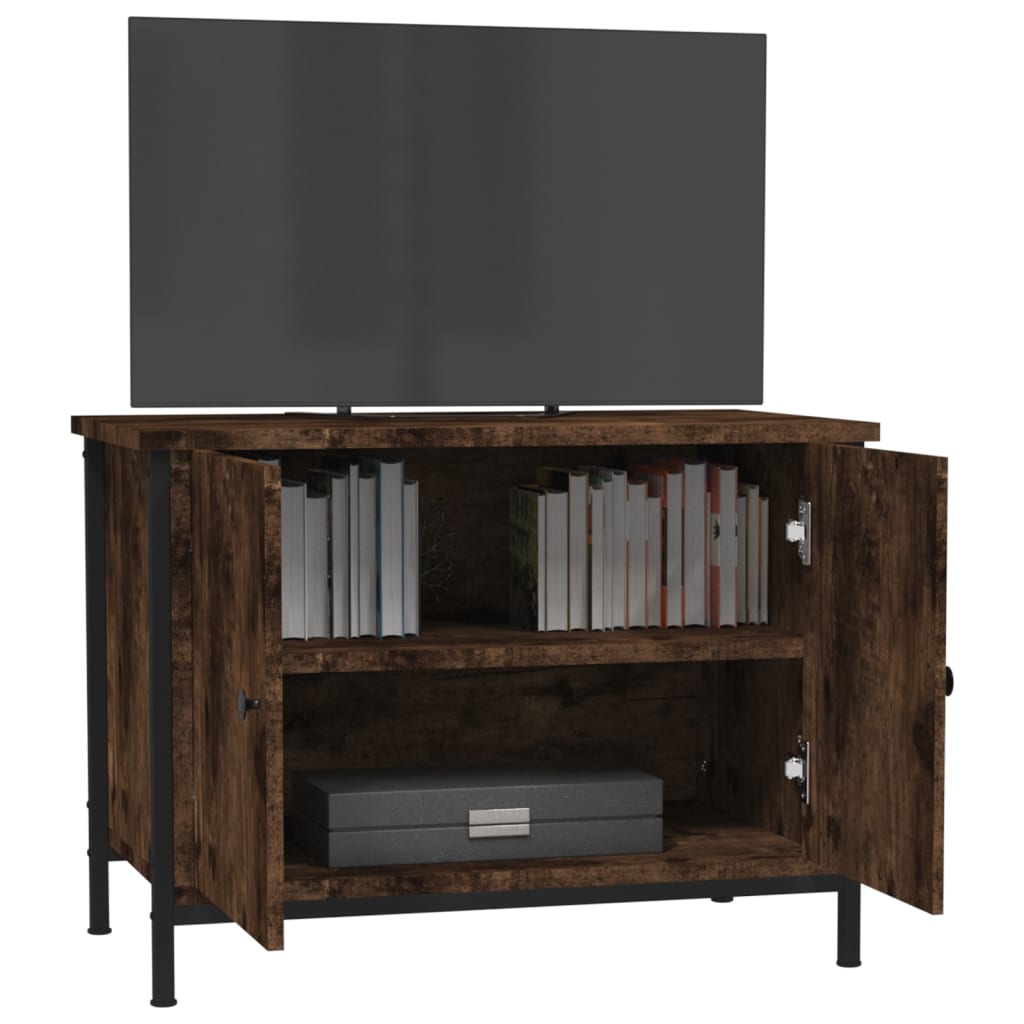 Füstös tölgyszínű szerelt fa tv-szekrény ajtókkal 60x35x45 cm Füstös tölgyszínű szerelt fa tv-szekrény ajtókkal 60x35x45 cm