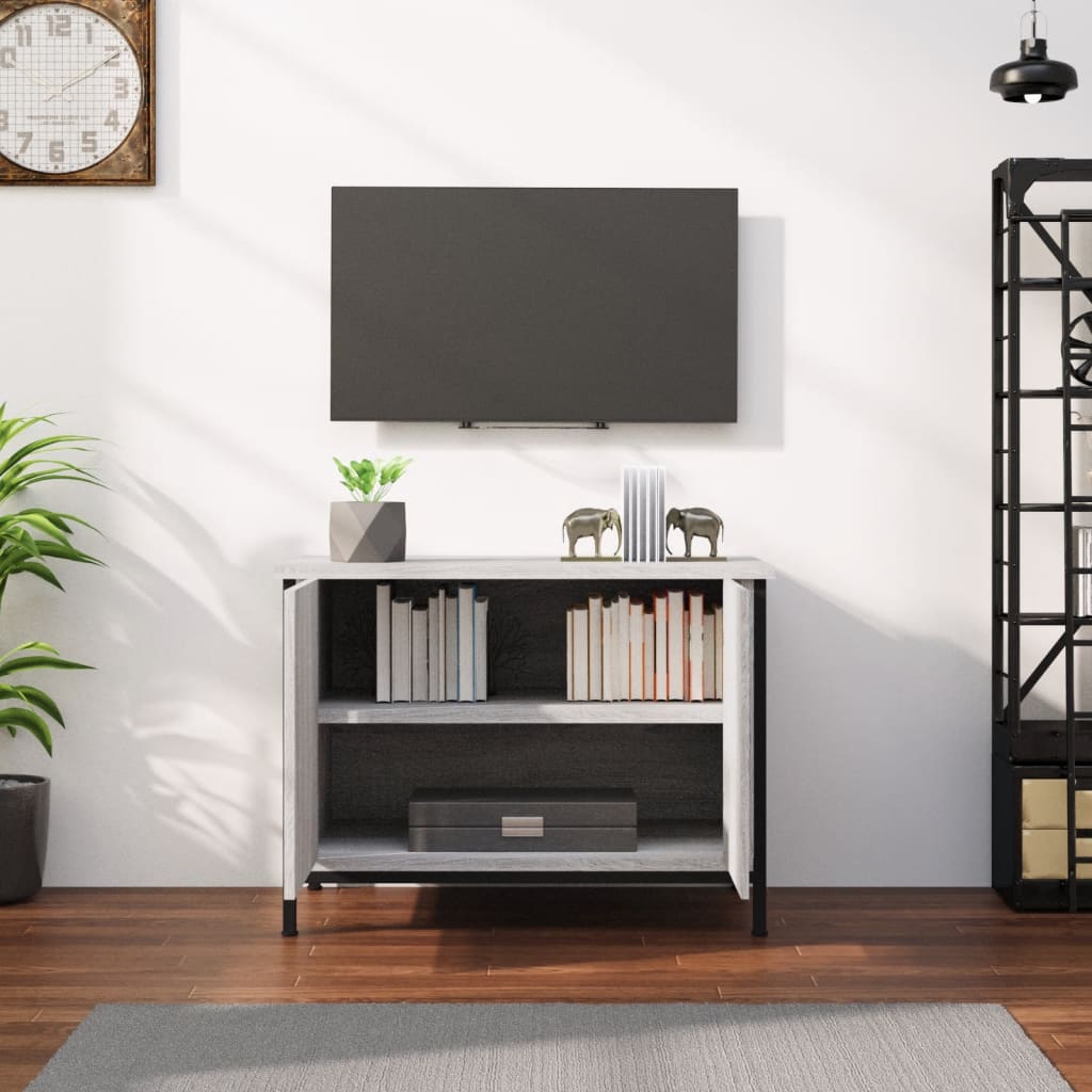 Szürke sonoma színű szerelt fa tv-szekrény ajtókkal 60x35x45 cm Szürke sonoma színű szerelt fa tv-szekrény ajtókkal 60x35x45 cm