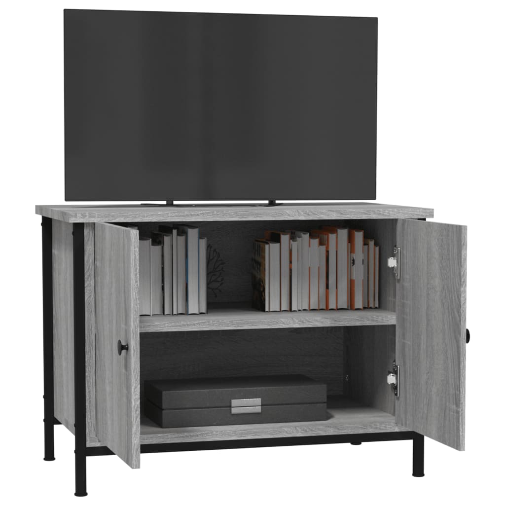 Szürke sonoma színű szerelt fa tv-szekrény ajtókkal 60x35x45 cm Szürke sonoma színű szerelt fa tv-szekrény ajtókkal 60x35x45 cm
