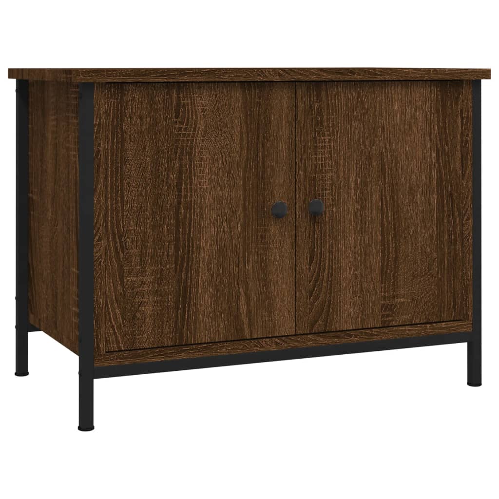 Barna tölgyszínű szerelt fa tv-szekrény ajtókkal 60x35x45 cm