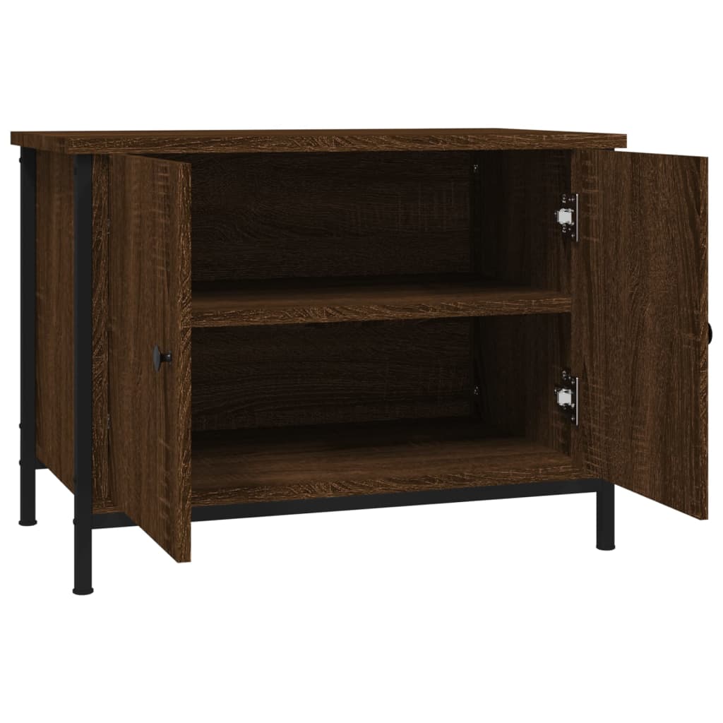 Barna tölgyszínű szerelt fa tv-szekrény ajtókkal 60x35x45 cm