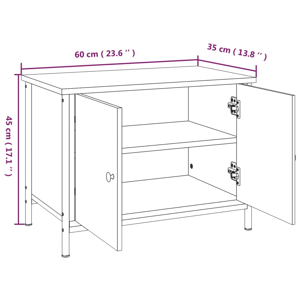 Barna tölgyszínű szerelt fa tv-szekrény ajtókkal 60x35x45 cm
