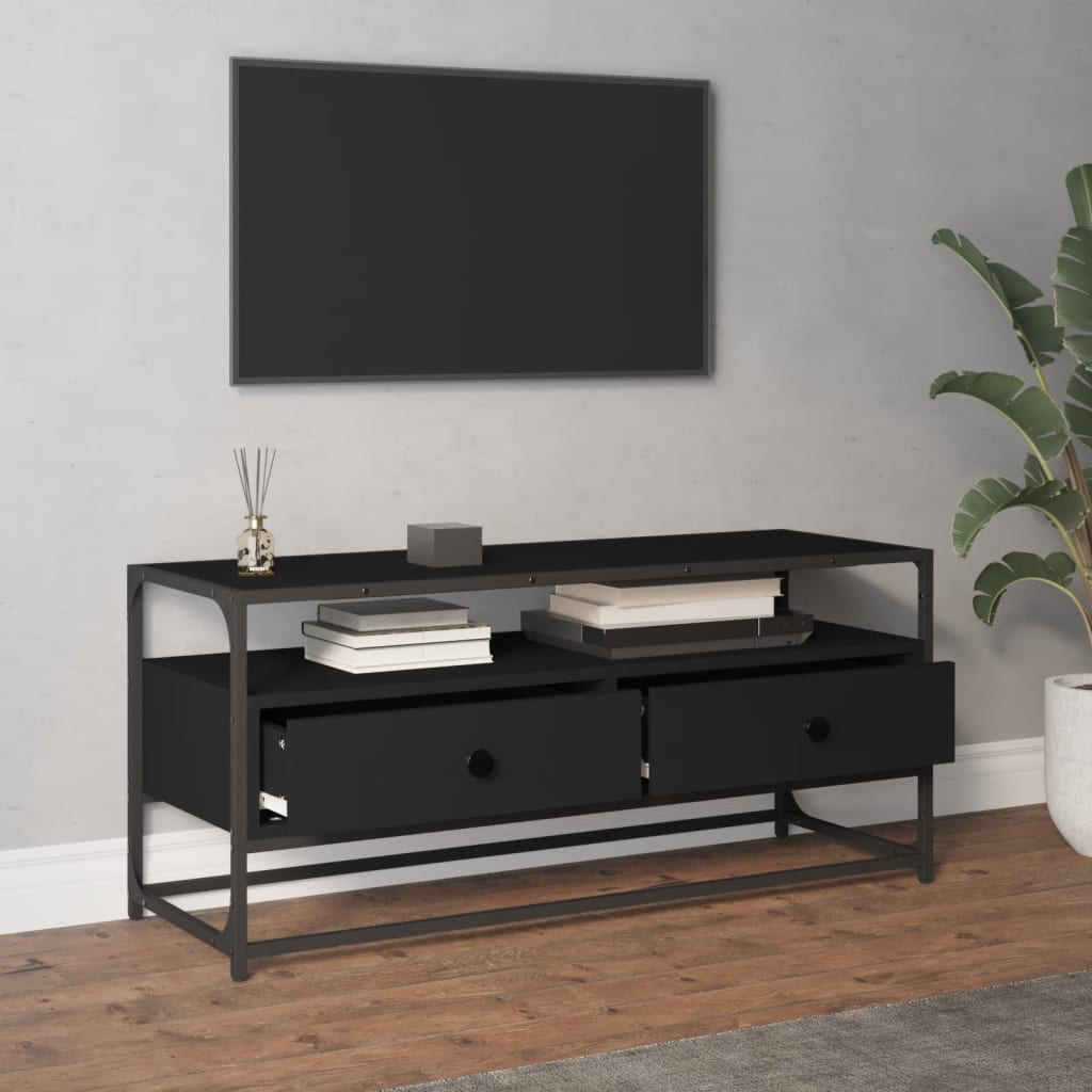 Fekete szerelt fa tv-szekrény 100 x 35 x 45 cm Fekete szerelt fa tv-szekrény 100 x 35 x 45 cm
