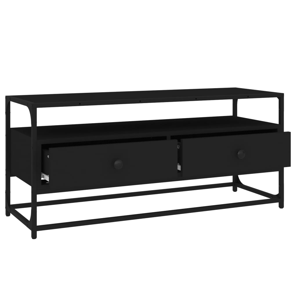 Fekete szerelt fa tv-szekrény 100 x 35 x 45 cm Fekete szerelt fa tv-szekrény 100 x 35 x 45 cm