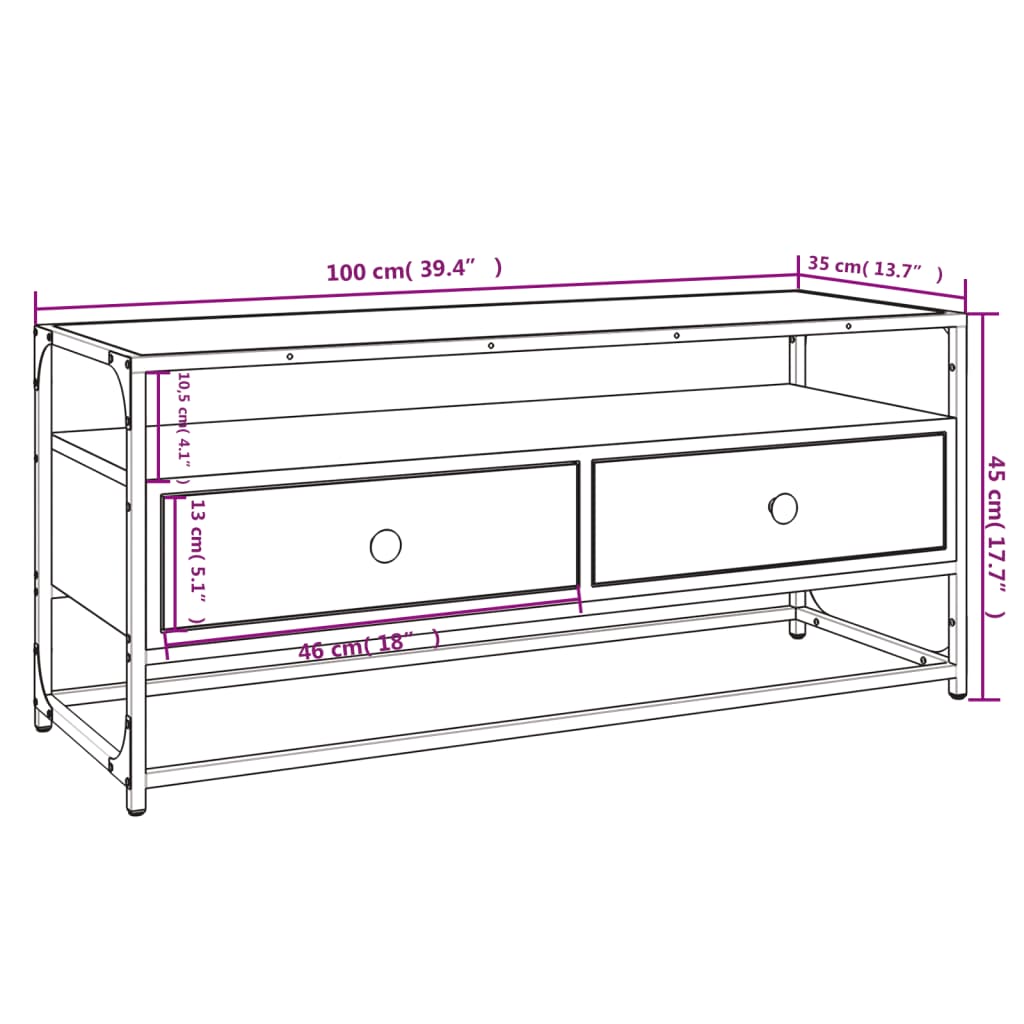 Fekete szerelt fa tv-szekrény 100 x 35 x 45 cm Fekete szerelt fa tv-szekrény 100 x 35 x 45 cm