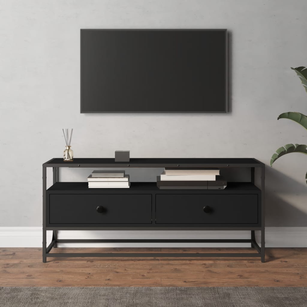 Fekete szerelt fa tv-szekrény 100 x 35 x 45 cm Fekete szerelt fa tv-szekrény 100 x 35 x 45 cm