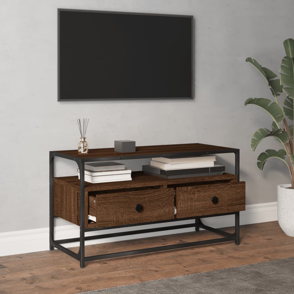 Barna tölgyszínű szerelt fa tv-szekrény 80x35x45 cm
