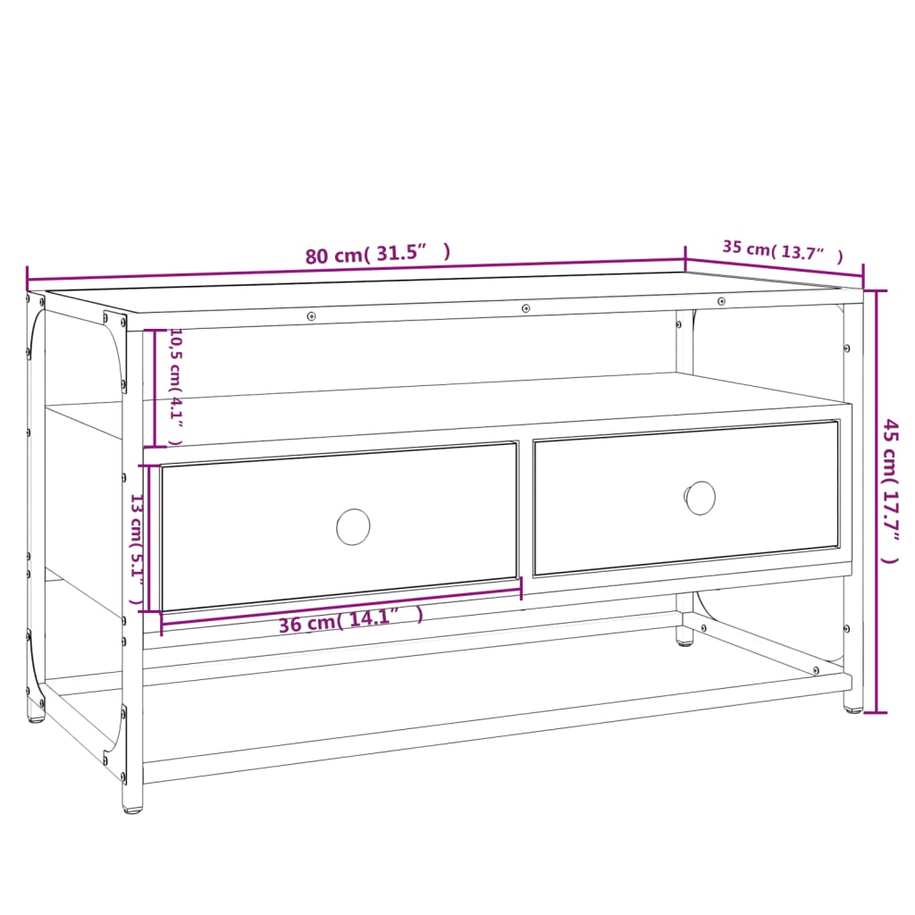 Barna tölgyszínű szerelt fa tv-szekrény 80x35x45 cm