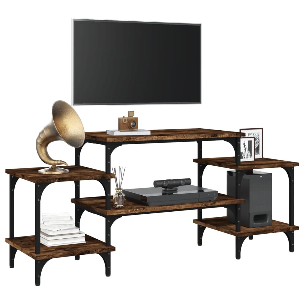 Füstös tölgyszínű szerelt fa tv-szekrény 117x35x52 cm