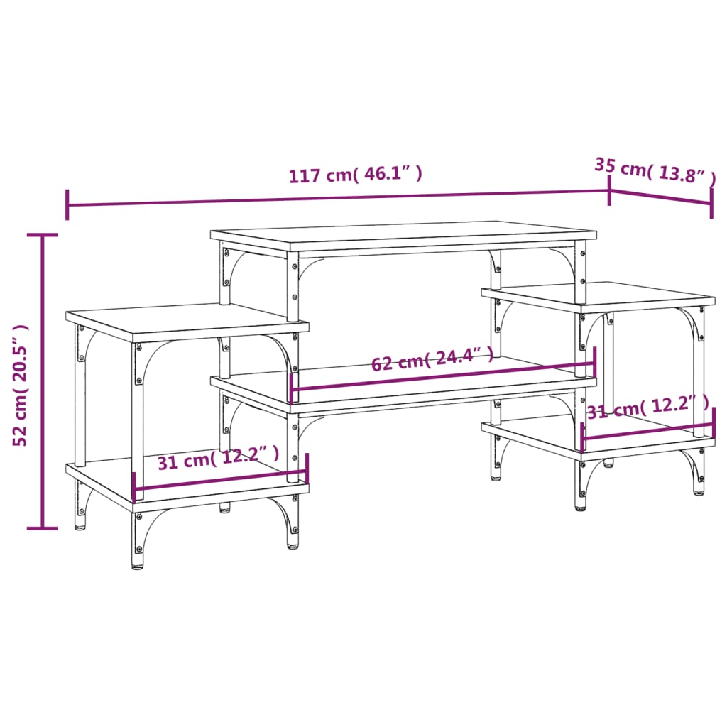 Szürke sonoma színű szerelt fa tv-szekrény 117x35x52 cm Szürke sonoma színű szerelt fa tv-szekrény 117x35x52 cm