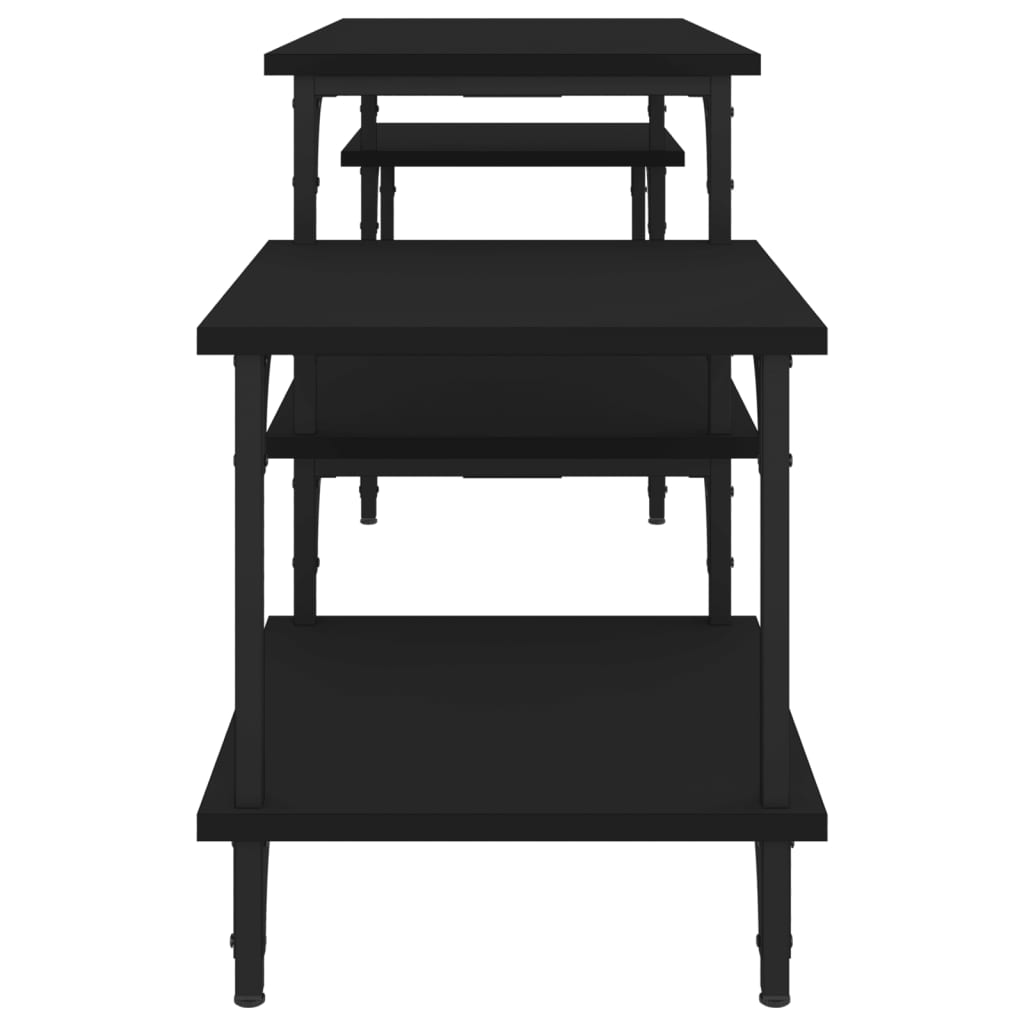 Fekete szerelt fa tv-szekrény 157x35x52 cm