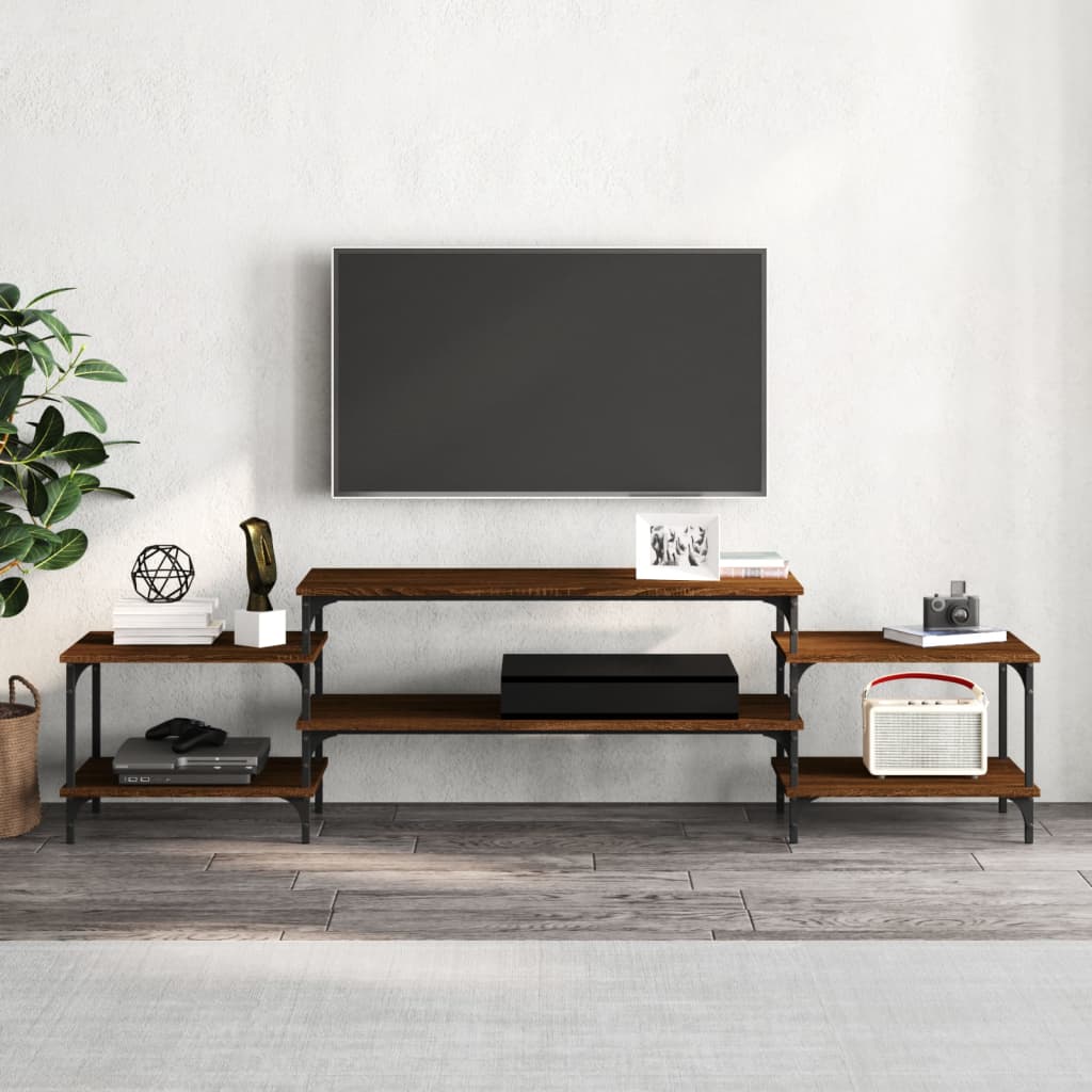 Barna tölgyszínű szerelt fa tv-szekrény 197x35x52 cm Barna tölgyszínű szerelt fa tv-szekrény 197x35x52 cm