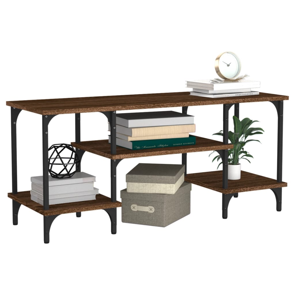 Barna tölgyszínű szerelt fa tv-szekrény 102 x 35 x 45,5 cm