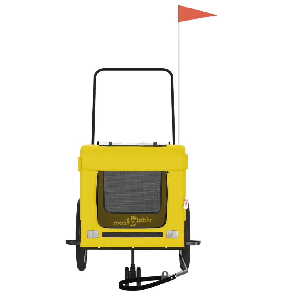 Sárga-fekete oxford szövet és vas kisállatszállító utánfutó