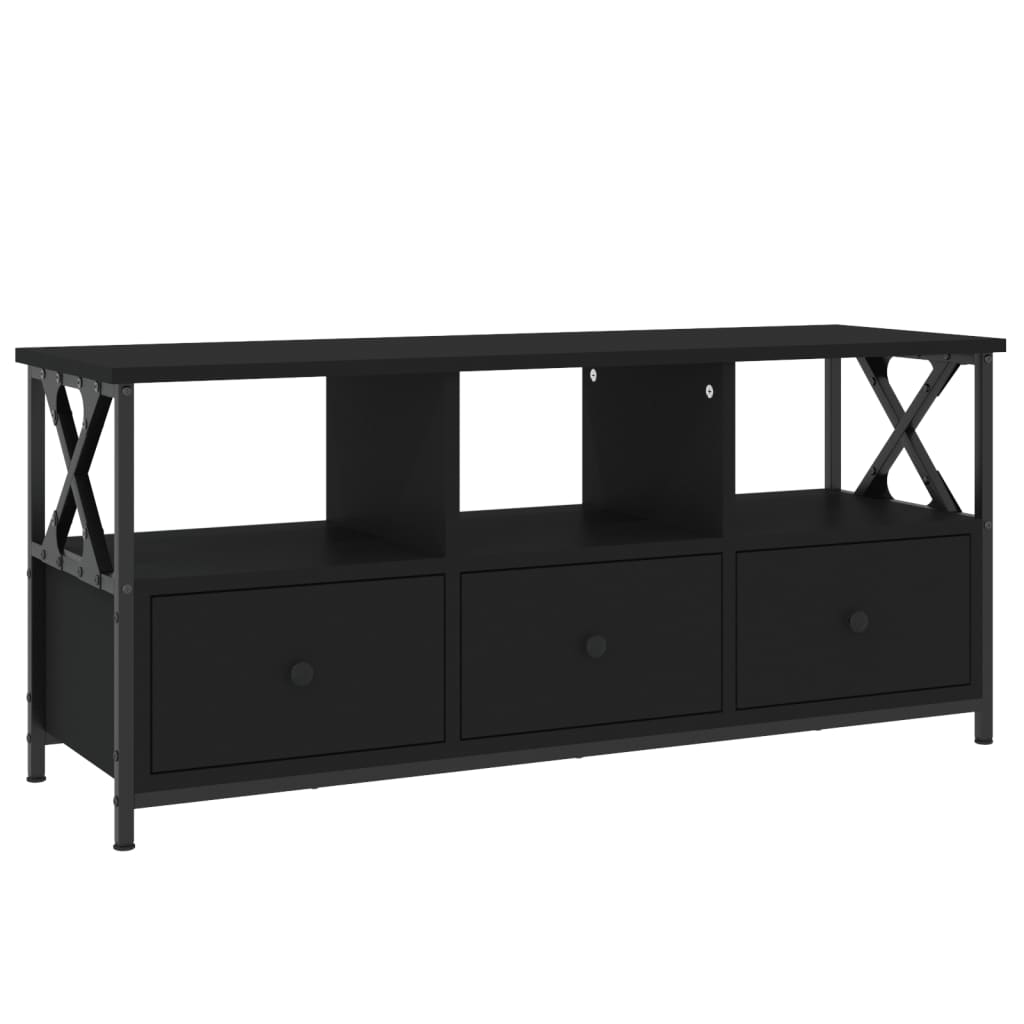 Fekete szerelt fa és vas tv-szekrény 102 x 33 x 45 cm Fekete szerelt fa és vas tv-szekrény 102 x 33 x 45 cm