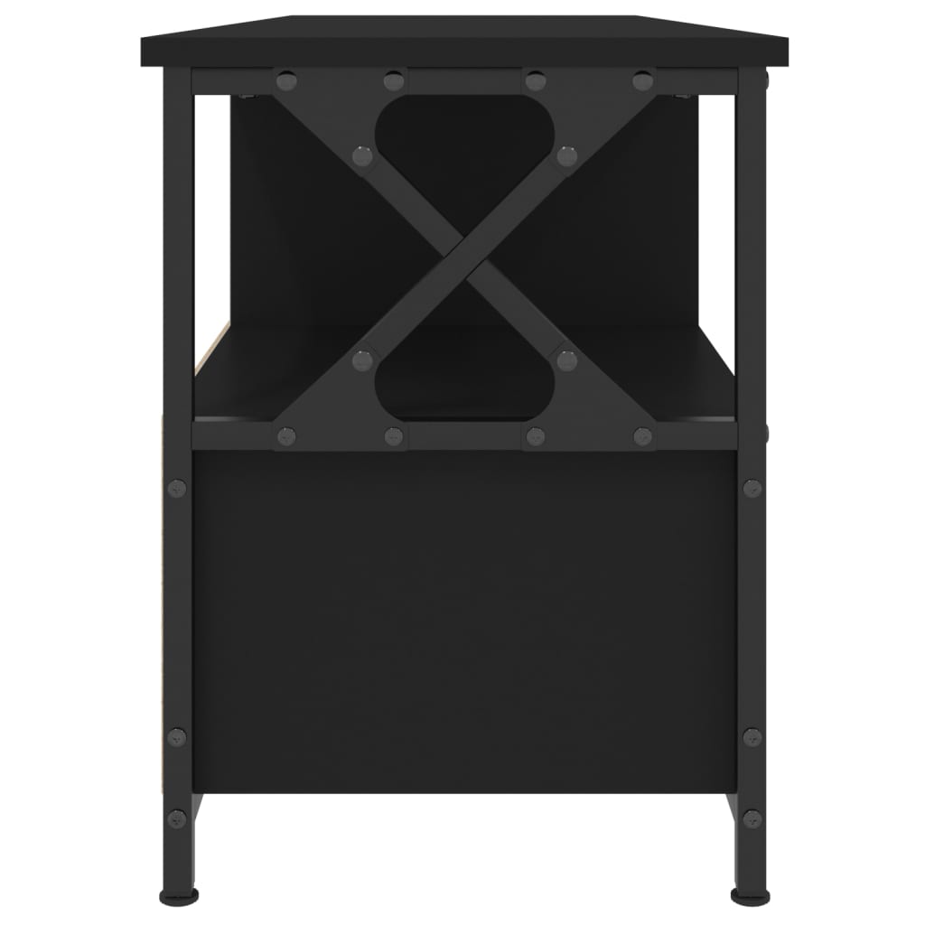 Fekete szerelt fa és vas tv-szekrény 102 x 33 x 45 cm Fekete szerelt fa és vas tv-szekrény 102 x 33 x 45 cm
