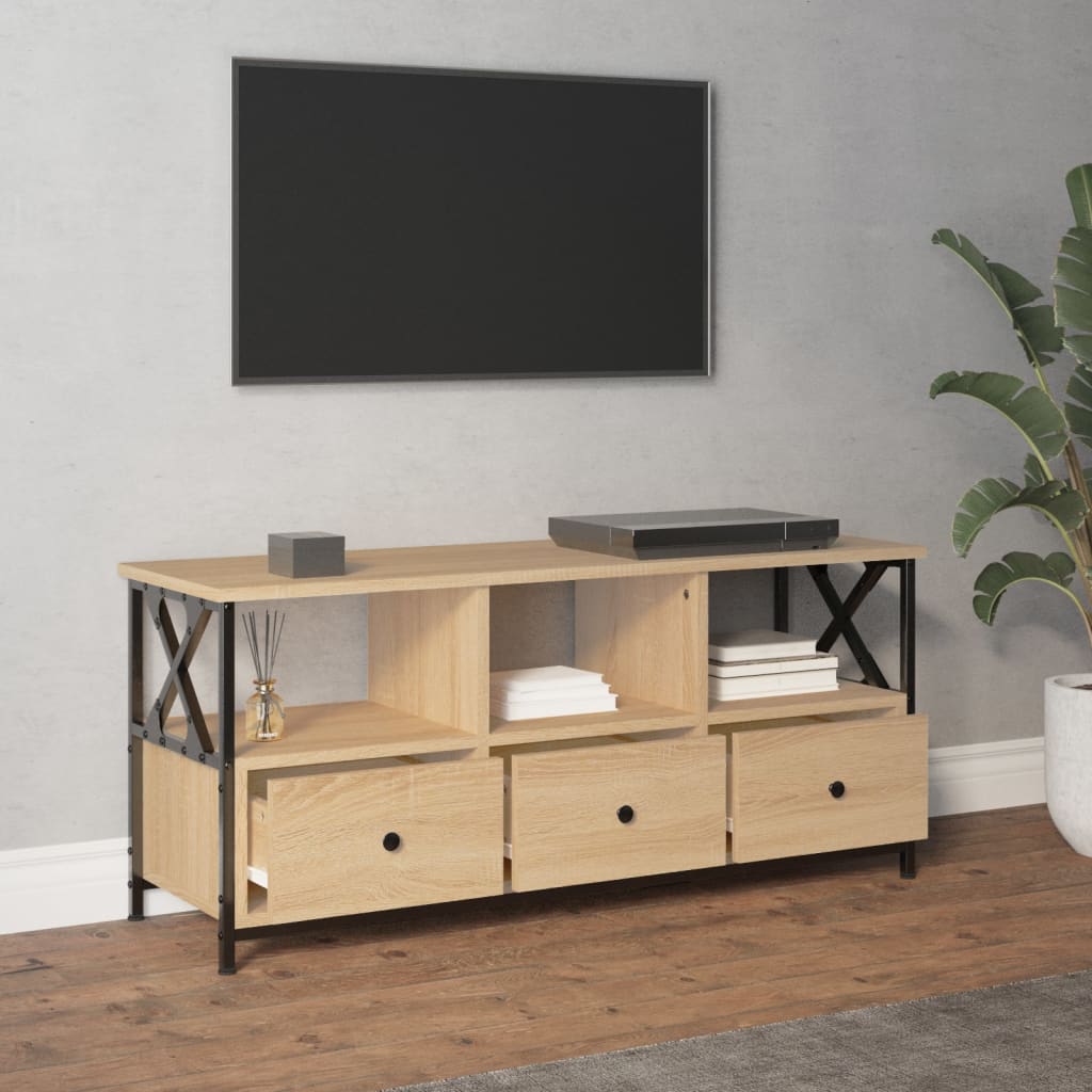 Sonoma tölgyszínű szerelt fa és vas tv-szekrény 102x33x45 cm Sonoma tölgyszínű szerelt fa és vas tv-szekrény 102x33x45 cm