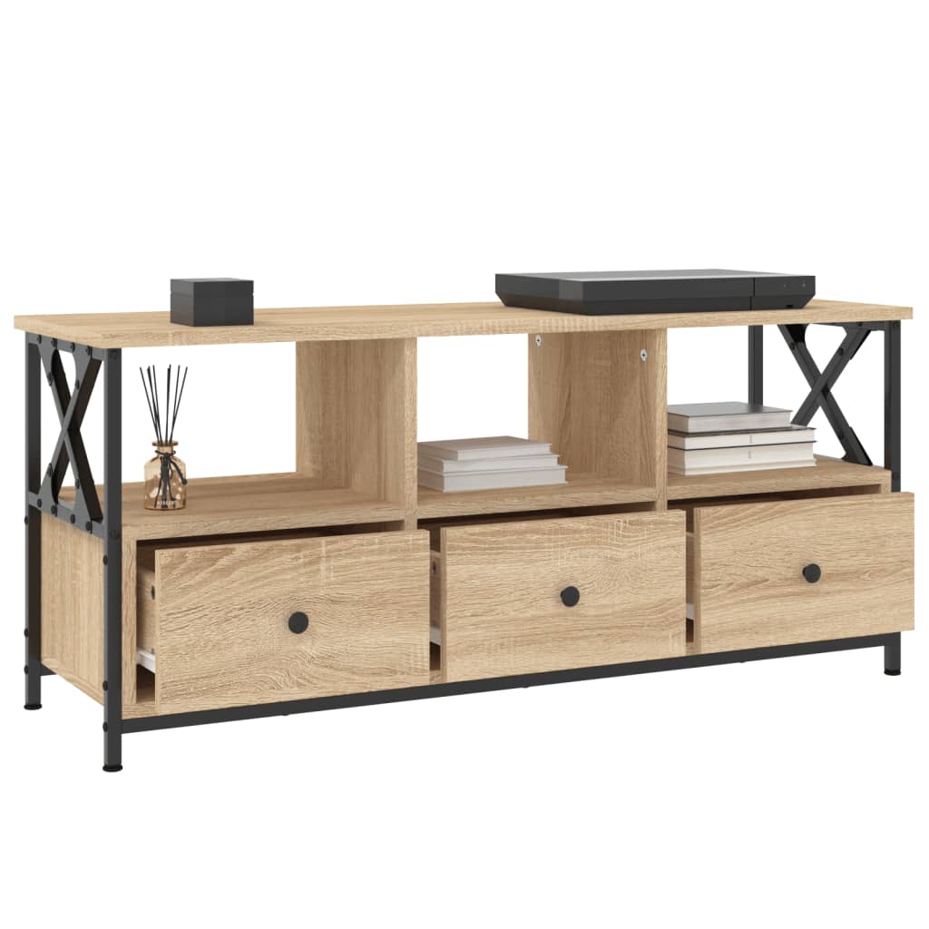 Sonoma tölgyszínű szerelt fa és vas tv-szekrény 102x33x45 cm Sonoma tölgyszínű szerelt fa és vas tv-szekrény 102x33x45 cm