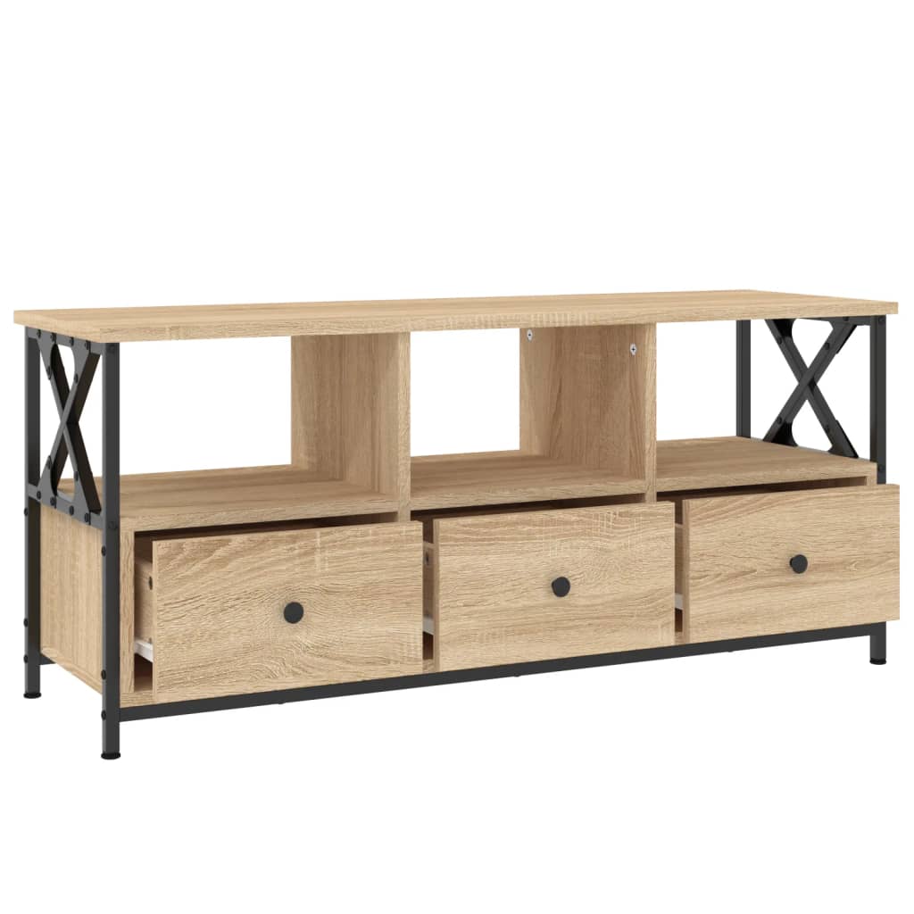 Sonoma tölgyszínű szerelt fa és vas tv-szekrény 102x33x45 cm Sonoma tölgyszínű szerelt fa és vas tv-szekrény 102x33x45 cm
