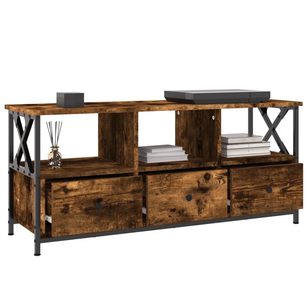Sonoma-tölgyszínű szerelt fa és vas tv-szekrény 102x33x45 cm Sonoma-tölgyszínű szerelt fa és vas tv-szekrény 102x33x45 cm