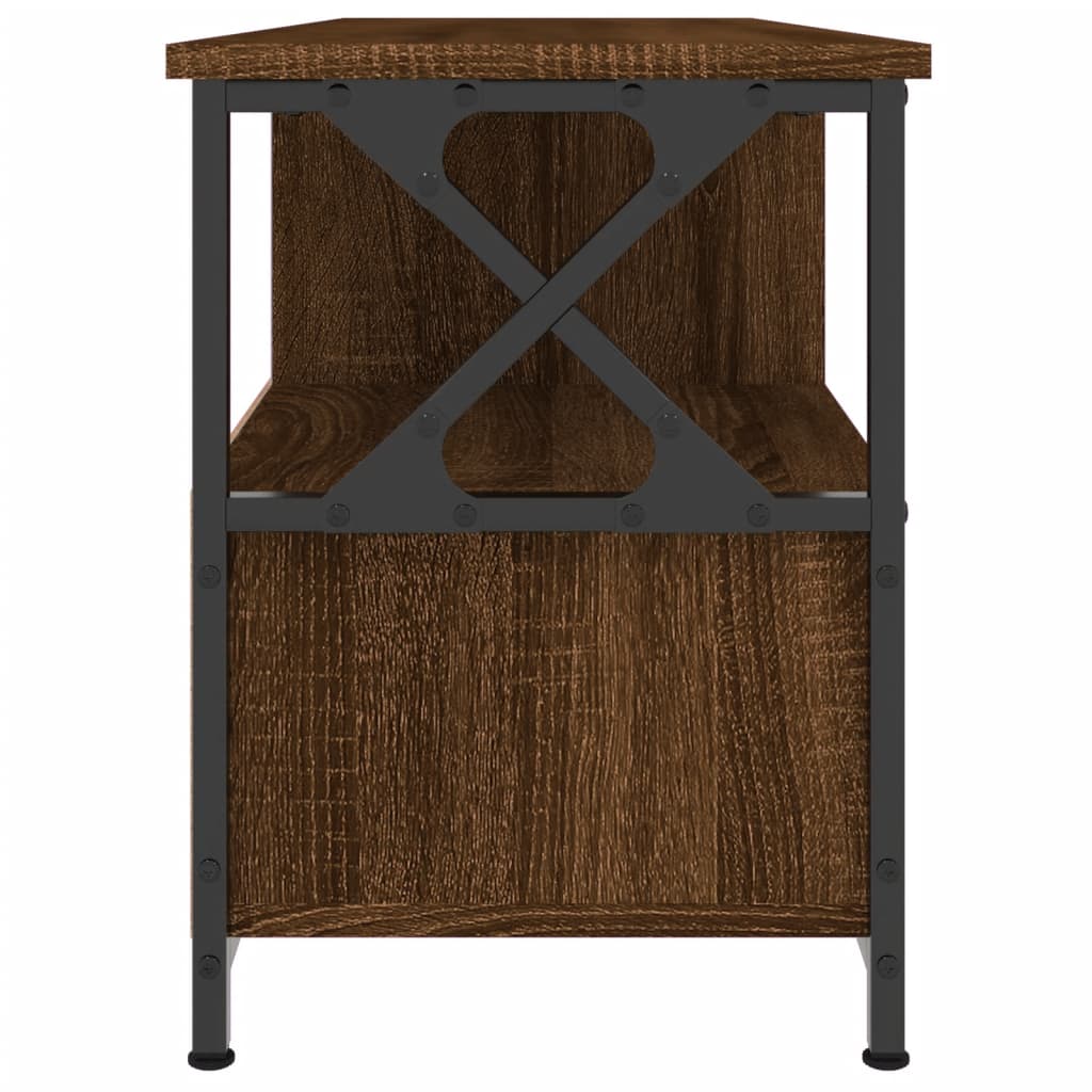 Barna tölgyszínű szerelt fa és vas tv-szekrény 102x33x45 cm Barna tölgyszínű szerelt fa és vas tv-szekrény 102x33x45 cm