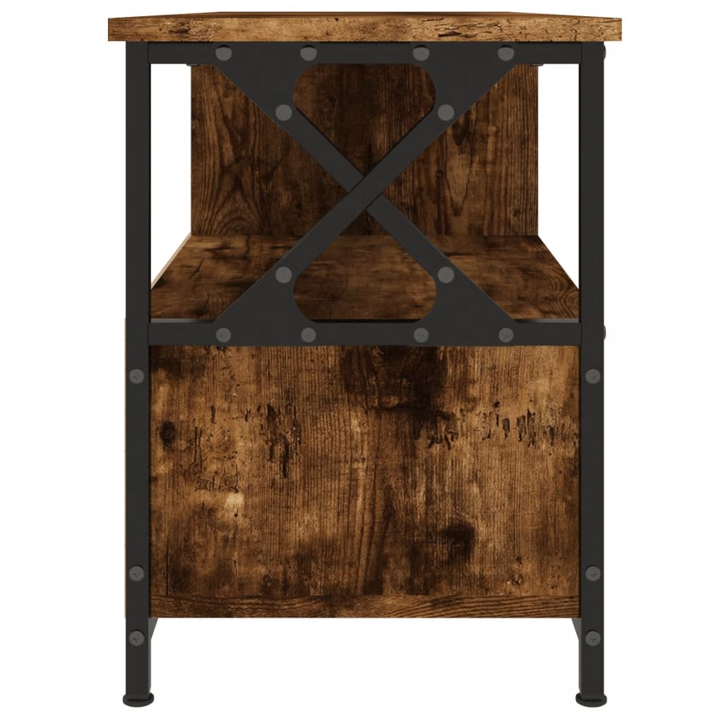 Füstös tölgyszínű szerelt fa és vas tv-szekrény 90x33x45 cm