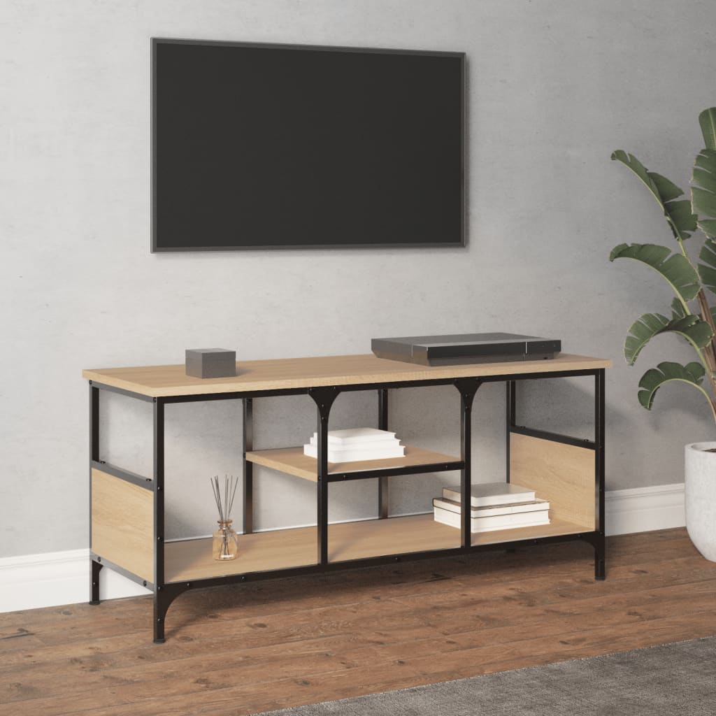 Sonoma-tölgyszínű szerelt fa és vas tv-szekrény 100x35x45 cm Sonoma-tölgyszínű szerelt fa és vas tv-szekrény 100x35x45 cm