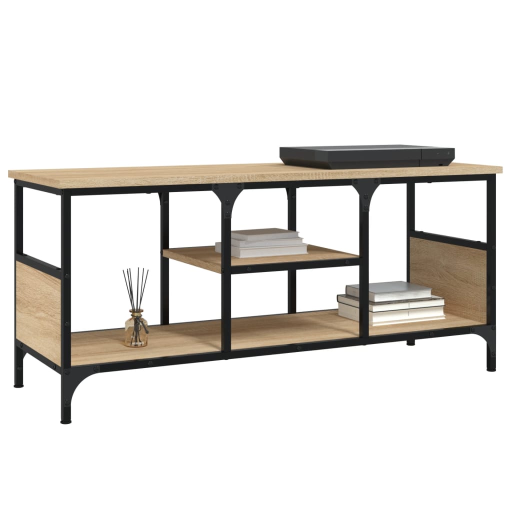 Sonoma-tölgyszínű szerelt fa és vas tv-szekrény 100x35x45 cm Sonoma-tölgyszínű szerelt fa és vas tv-szekrény 100x35x45 cm