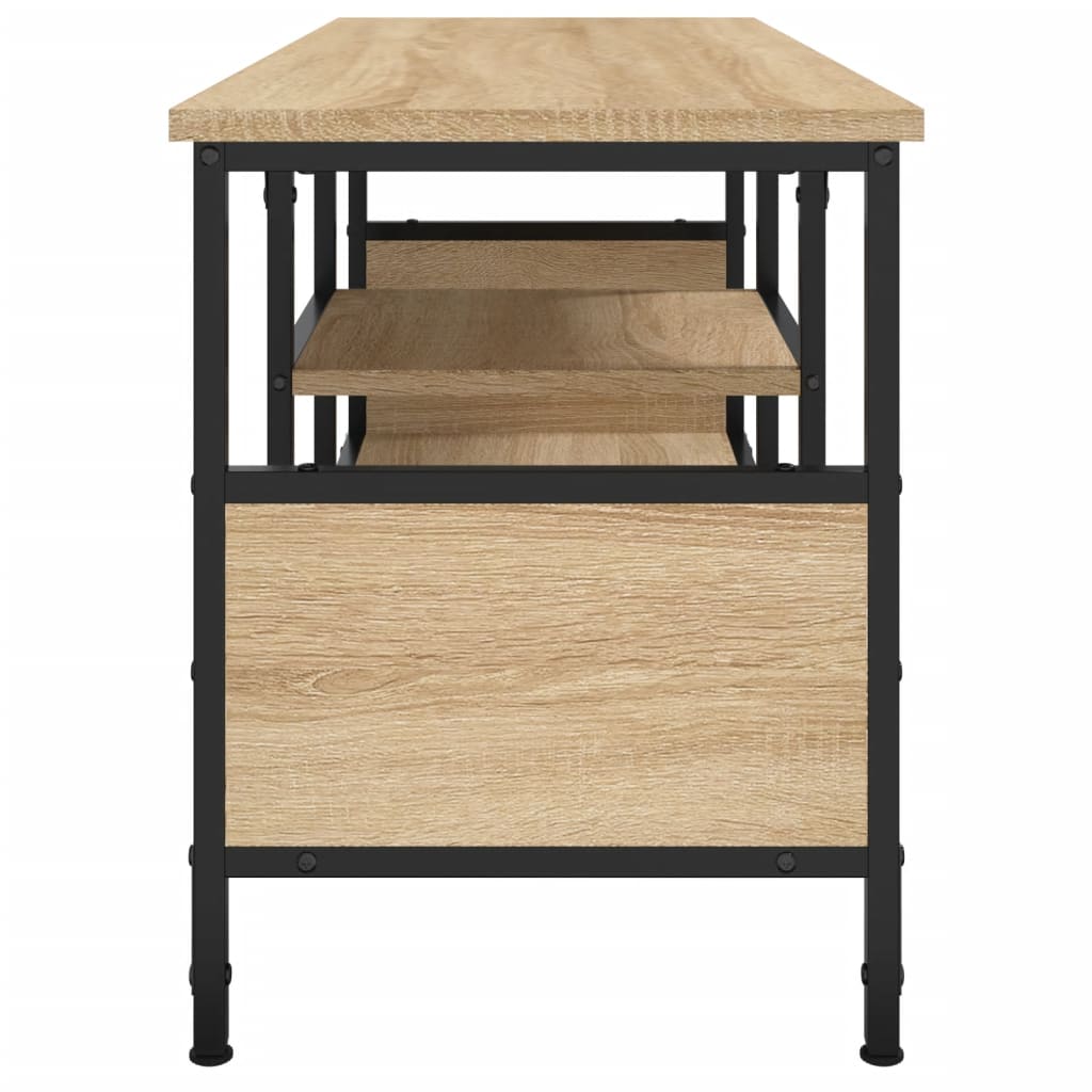 Sonoma-tölgyszínű szerelt fa és vas tv-szekrény 100x35x45 cm Sonoma-tölgyszínű szerelt fa és vas tv-szekrény 100x35x45 cm