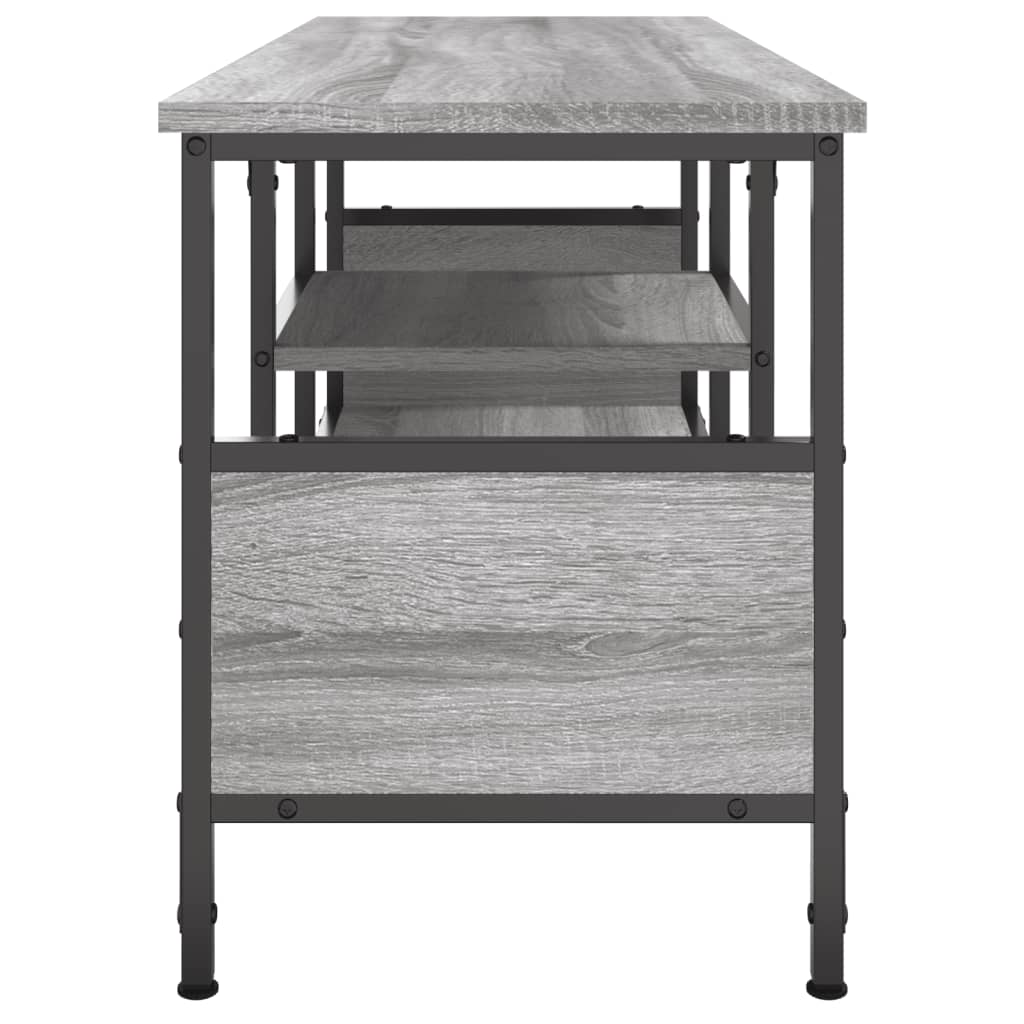Szürke sonoma színű szerelt fa és vas tv-szekrény 100x35x45 cm