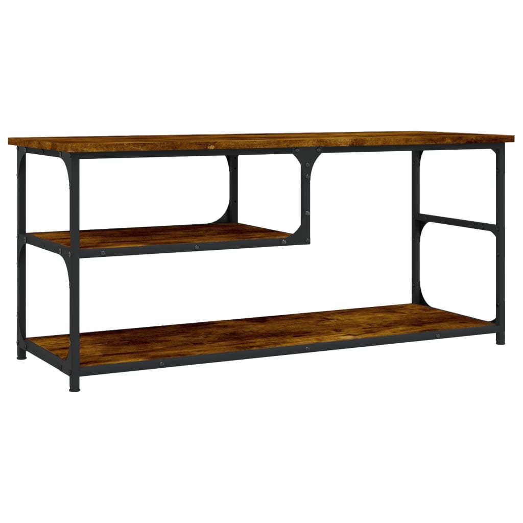 Füstös tölgy színű szerelt fa és acél tv-szekrény 103x38x46,5cm Füstös tölgy színű szerelt fa és acél tv-szekrény 103x38x46,5cm